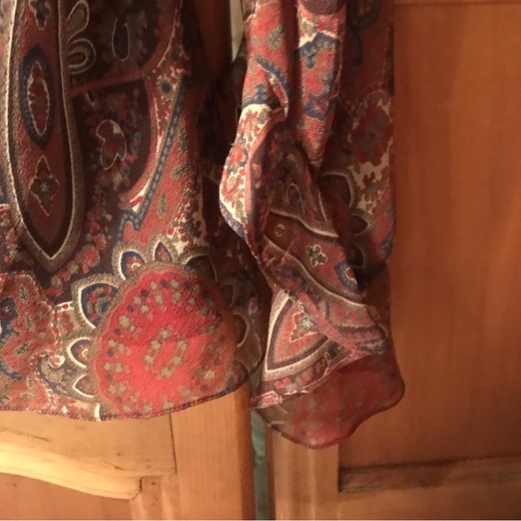 Make Offer Lauren Ralph Lauren Women's Paisley Blouse - Brown Garnet Size 12 - Picture 7 of 8